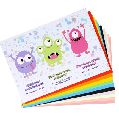 Bloc A4 tehnic multicolor cu 10 file 160g