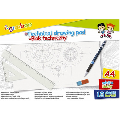 Bloc desen A4, 10 file - 150gsm, coperta carton, GIMBOO - foi albe