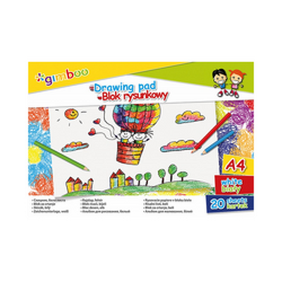 Bloc desen A4, 20 file - 70gsm, coperta carton, cu foi albe