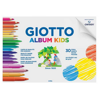 Bloc desen A4, 90gr, 30 coli/set, GIOTTO Album Kids