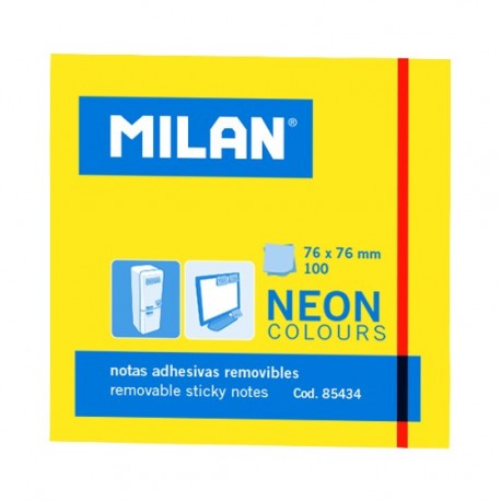 Bloc notes adeziv 76 x 76 Galben neon Milan