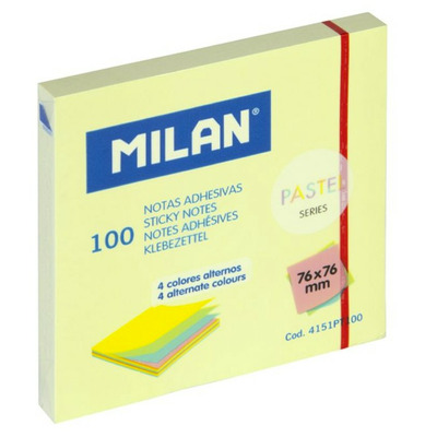 Bloc notes adeziv 76x76, 4 culori asortate pastel
