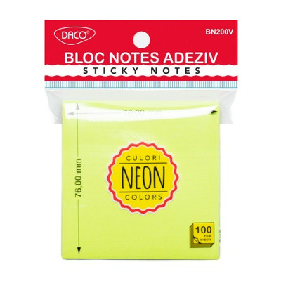 Bloc notes adeziv 76x76 mm Verde neon