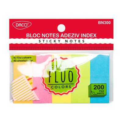 Bloc notes adeziv index 50x20 mm 5 culori (Post-it)