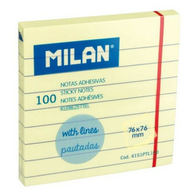 Bloc notes adeziv liniat 76x76 mm Galben pal