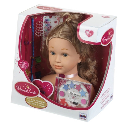 Bust papusa Klein Princess Coralie cu accesorii pentru coafat si machiaj, mare