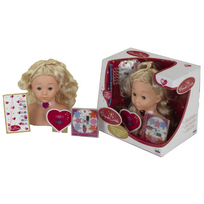 Bust papusa Klein Princess Coralie cu accesorii pentru coafat si machiaj, mediu