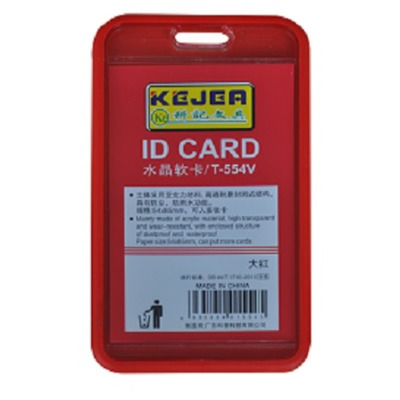 Buzunar PVC, pentru ID carduri, 54 x 85mm, vertical, 5 buc/set, KEJEA - rosu