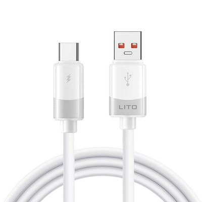 Cablu date Lito LD07, USB la Type-C, incarcare rapida 60W, silicon alb