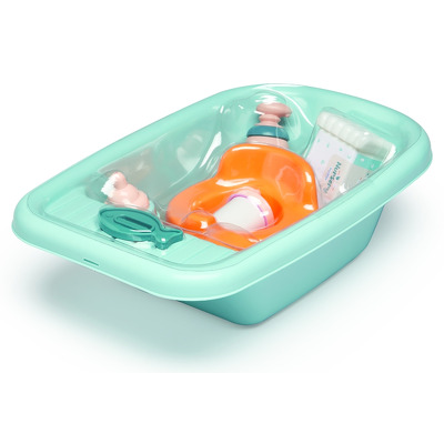 Cadita de baie cu accesorii pentru papusi