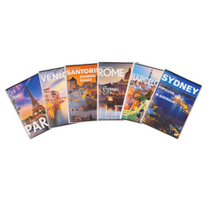 Caiet A4, 60 file, 80gsm, coperta carton 300gsm, design cities of the world - dictando