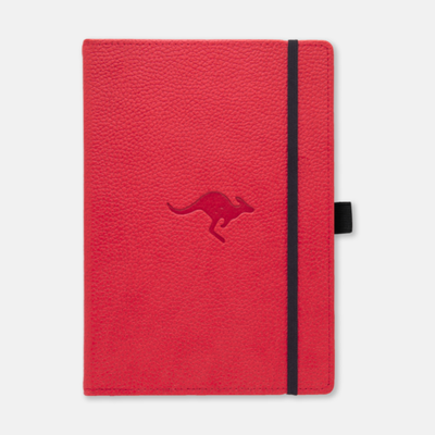 Caiet cu elastic, A5 , 96 file-100g/mp-cream, coperti rigide rosii, Dingbats Kangaroo - cu puncte