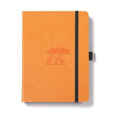 Caiet cu elastic, A5 , 96 file-100g/mp-cream, coperti rigide tangerine, Dingbats Serengeti-cu puncte