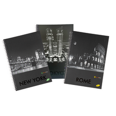 Caiet cu spirala, A4, 70 file, 70gsm, coperta carton 300gsm, design cities by night - matematica