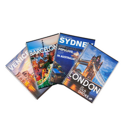 Caiet cu spirala, A4, 70 file, 70gsm, coperta carton 300gsm, design cities of the world - dictando