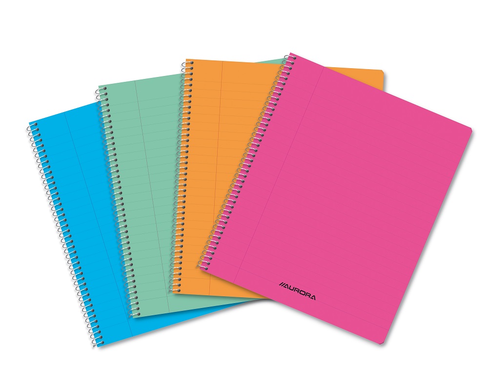 Caiet cu spirala, A5, 60 file - 80g/mp, coperta PP transparent color, AURORA - dictando