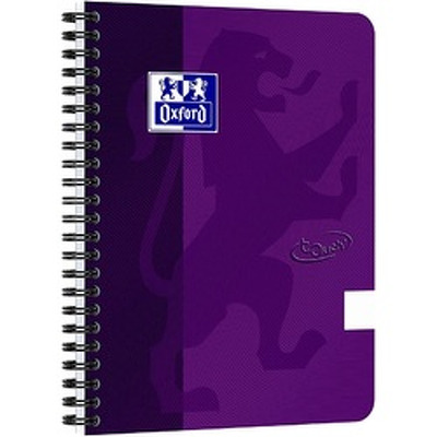 Caiet cu spirala A5 foaie velina, 70 file-90g/mp, 4 perf, coperta carton mov,  OXFORD School Touch