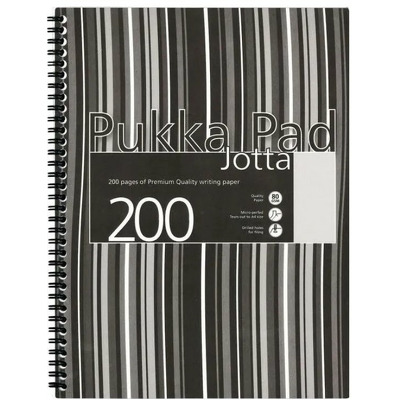Caiet cu spirala Pukka Pad Stripes dictando A4, 200 pag, coperti PP, negru