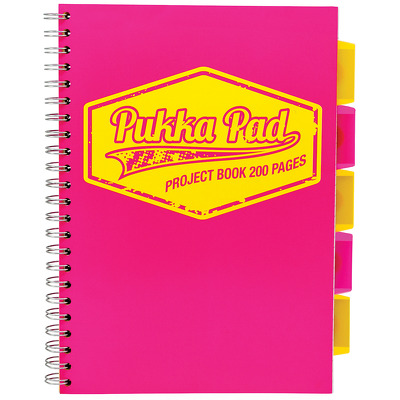 Caiet cu spirala si separatoare  A4, matematica, roz Pukka Pads Project Book Neon