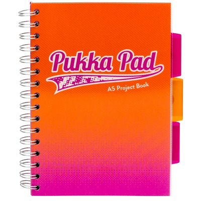 Caiet cu spirala si separatoare  A5, matematica, portocaliu Pukka Pads Project Book Fusion