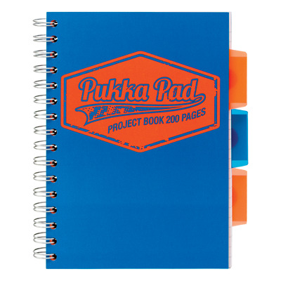 Caiet cu spirala si separatoare, matematica A5 albastru,  Pukka Pads Project Book Neon