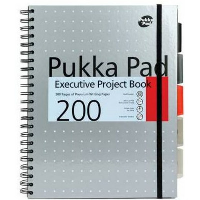 Caiet cu spirala si separatoare Pukka Pad Project Book Metallic A4, 200 pag matematica - silver