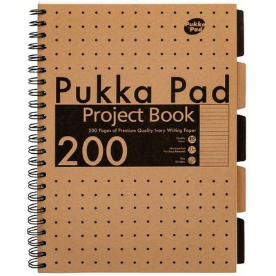 Caiet cu spirala si separatoare Pukka Pads Jotta Kraft Project Book, A4 dictando, 200 pag, hartie 80 g, coperti cartonate