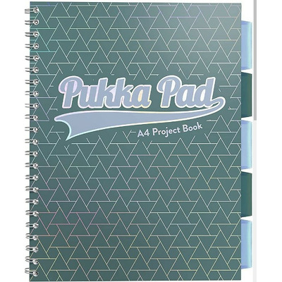 Caiet cu spirala si separatoare Pukka Pads Project Book Glee, 200 pag, matematica, A4, verde