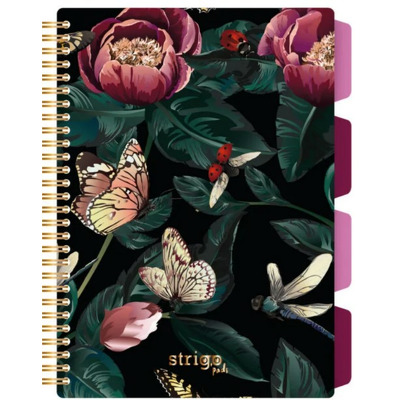 Caiet cu spirala si separatoare, STRIGO PADS Project Book Flori, B5, Matematica