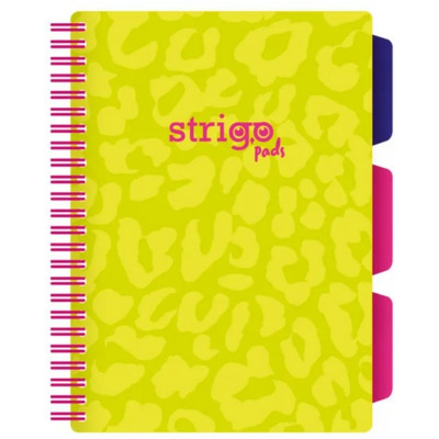 Caiet cu spirala si separatoare, STRIGO PADS Project Book Neon, A5, Dictando