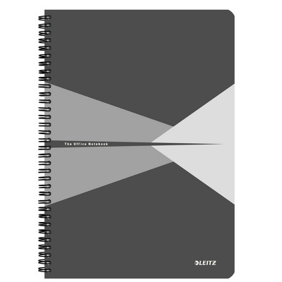 Caiet de birou Leitz Office, carton, A4, cu spira, dictando - gri
