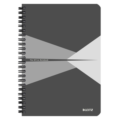 Caiet de birou Leitz Office, carton, A5, cu spira, dictando - gri