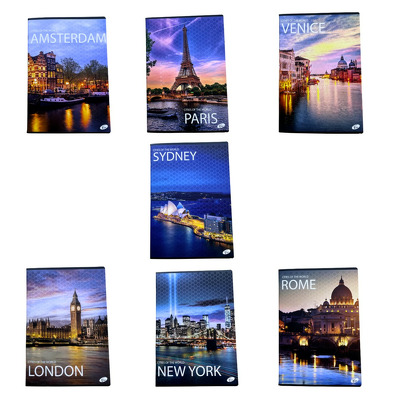 Caiet dictando A4, 60 file, 80gsm, coperta carton 300gsm, design cities of the world