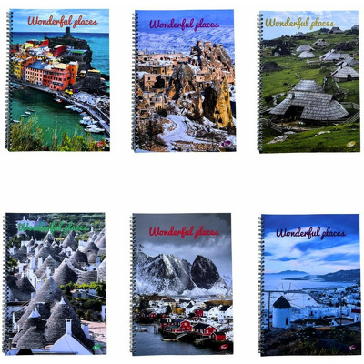 Caiet dictando cu spirala, A4, 70 file, 70gsm, coperta carton 300gsm, design wonderful places