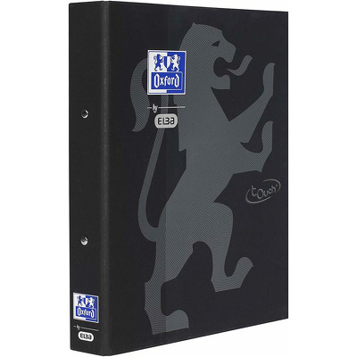 Caiet mecanic cu 2 inele, Oxford School Touch, A4, carton color soft touch, cotor 45mm - negru