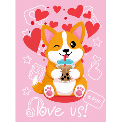 Caiet scolar STRIGO CORGI, A4, dictando, 60 file, hartie 70g FSC, coperta glossy laminate