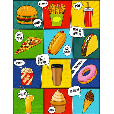 Caiet scolar STRIGO FAST FOOD, A5, matematica, 48 file, hartie 70g FSC, coperta glossy laminate