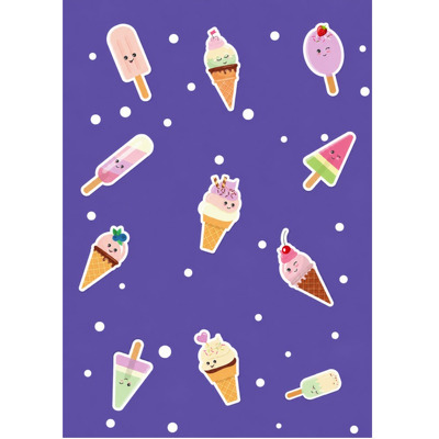 Caiet scolar STRIGO ICE CREAM, A5, dictando, 48 file, hartie 70g FSC, coperta glossy laminate