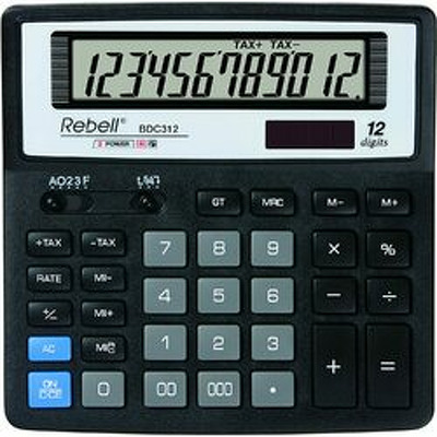 Calculator de birou, 12 digits, 156 x 156 x 30 mm,  negru