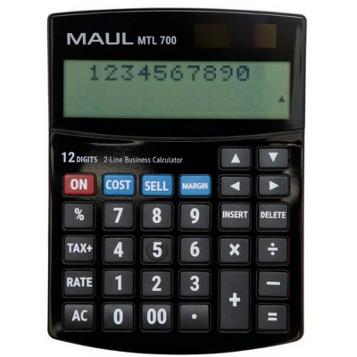 Calculator de birou, 12 digits, MTL700, afisaj display cu 2 randuri - negru