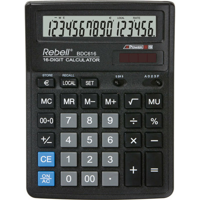 Calculator de birou, 16 digits, 193 x 143 x 38 mm, Rebell BDC 616 - negru