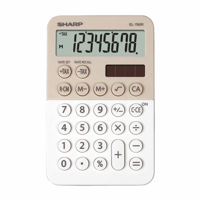 Calculator de birou, 8 digits, 120 x 76 x 23 mm, dual power, Sharp EL-760RBLA - bej/alb