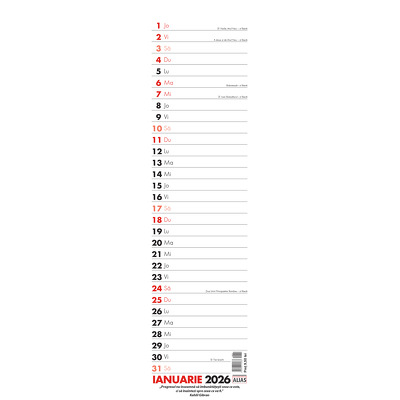 Calendar 2026 de perete fara margini cu 12 file. Planner