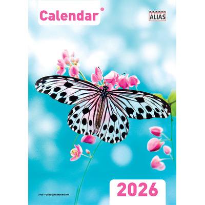 Calendar capsat 2026 format A4 cu 16 file. Fluturi