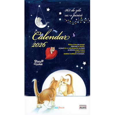 Calendar cu spira 2026 cu 28 file. Pisica si Luna