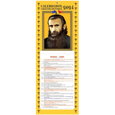 Calendar de perete 2024, Crestin-Ortodox, cu foi detasabile, Arsenie Boca