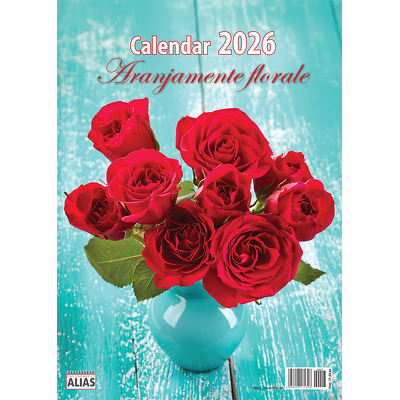Calendar de perete 2026 cu 12 file. Aranjamente florale