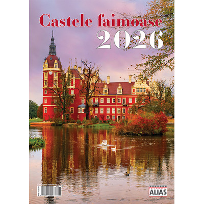 Calendar de perete 2026 cu 12 file. Castele faimoase