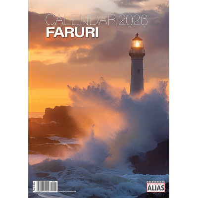 Calendar de perete 2026 cu 12 file. Faruri