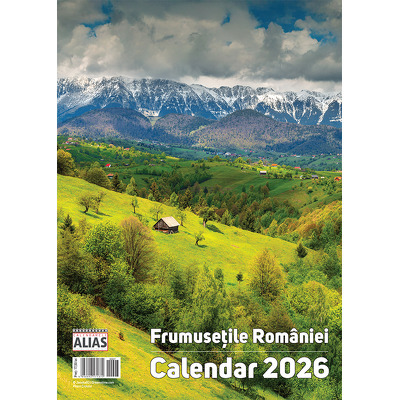 Calendar de perete 2026 cu 12 file. Frumusetile Romaniei